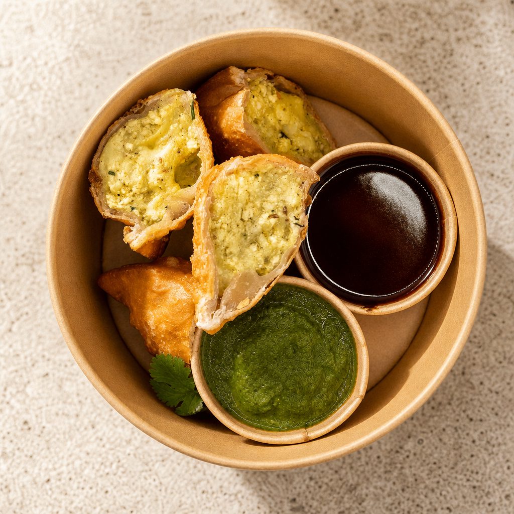 Paneer & Jalapeños Samosas.