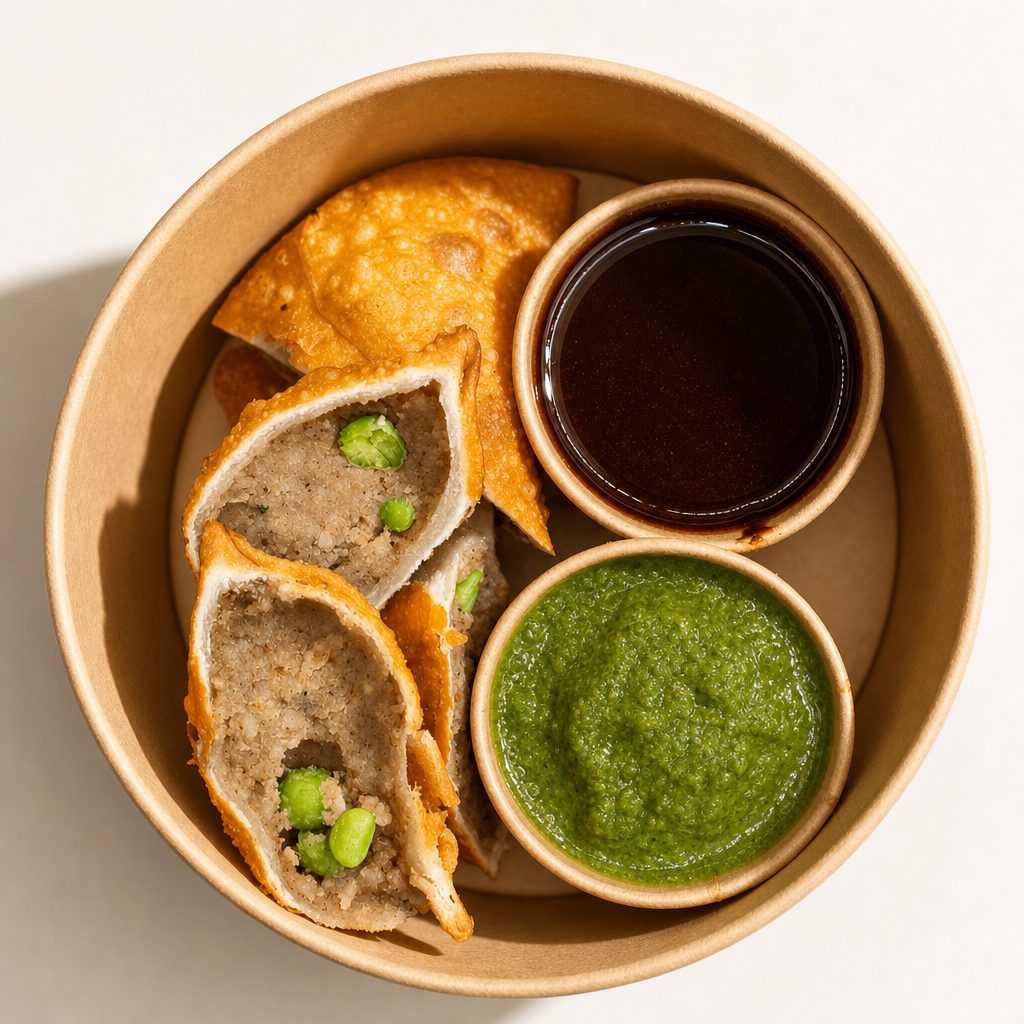 Spiced Potatoes & Peas Samosas.