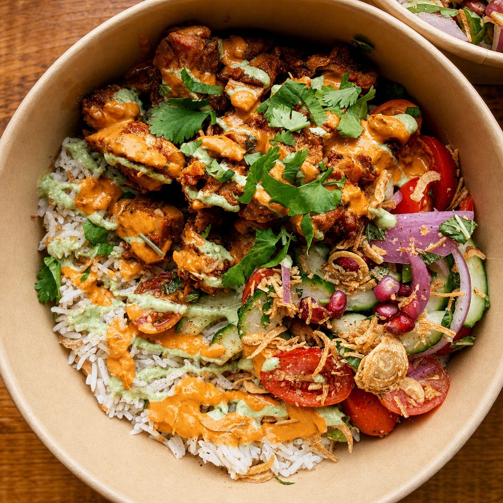 Chicken Tikka Rice Bowl.